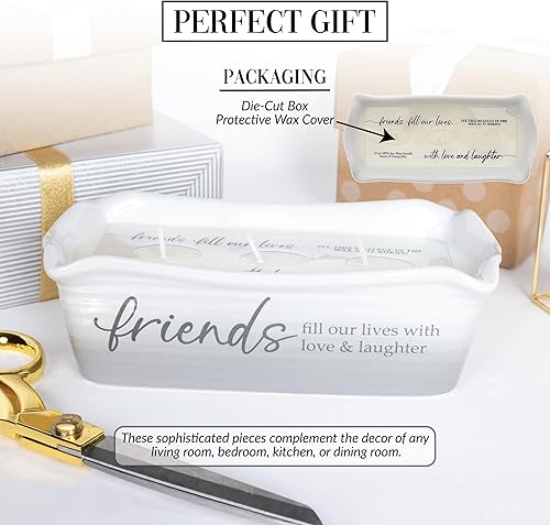 Miniatura 6 de Pavilion - Friends Fill Our Lives with Love & Laughter - Vela perfumada de cera de 12 onzas para revelar mensaje sorpresa secreto de triple mecha,