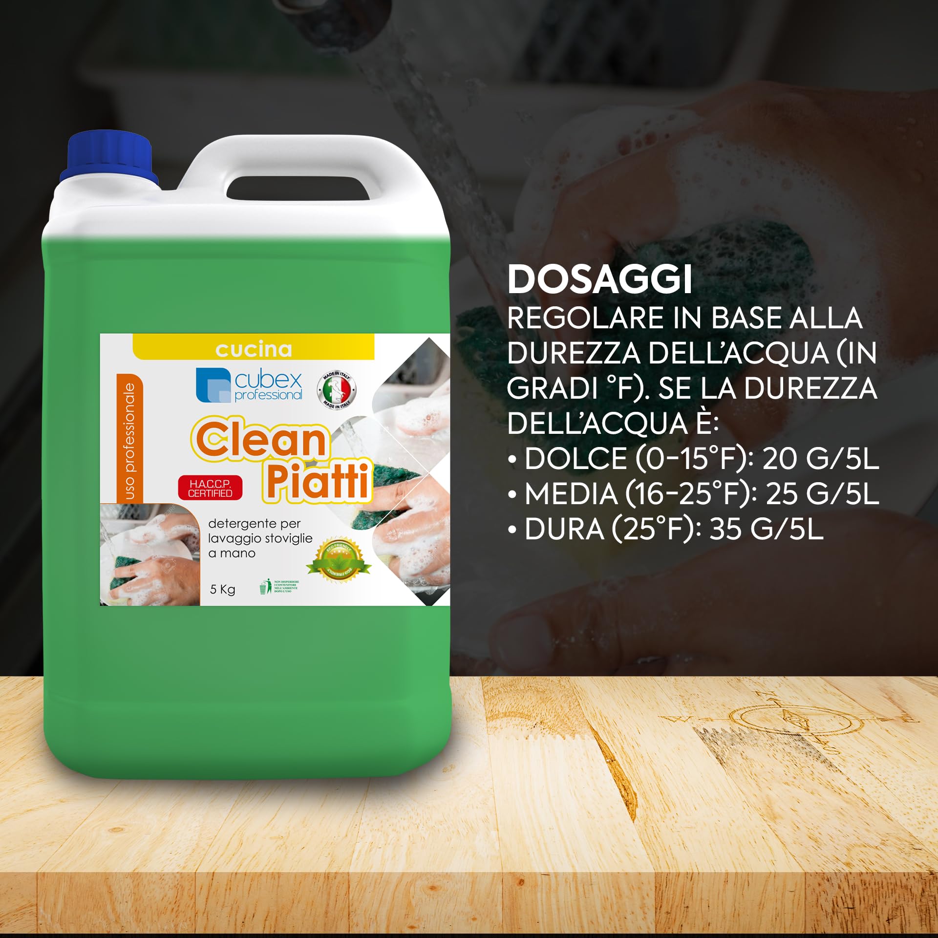 Cubex Professional Nettoyant détergent pour vaisselle à la main Clean Assiettes 4 x 5 kg