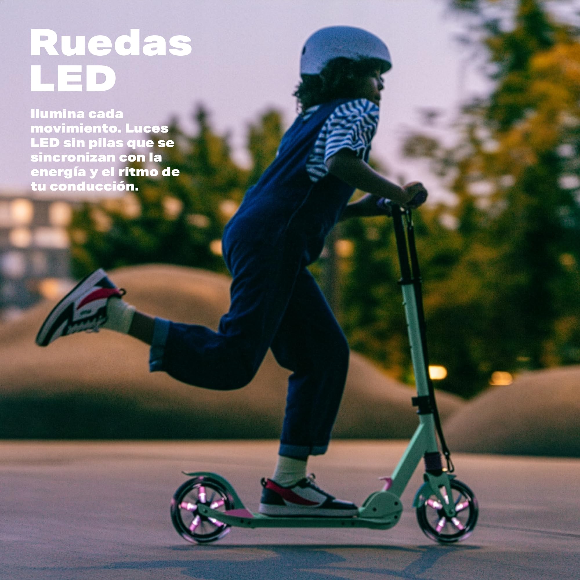Movino Patinete para Niños Adultos y Adolescentes hasta 100 kg - Scooter Plegable Urbano - Ruedas LED Grandes 180 mm - Manillar Ajustable - City Light — view 9