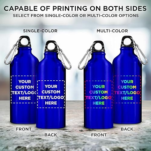 Miniatura 5 de DISCOUNT PROMOS Botellas de agua de aluminio personalizadas de 20 onzas, juego de 100, paquete personalizado a granel, perfectas para gimnasio,