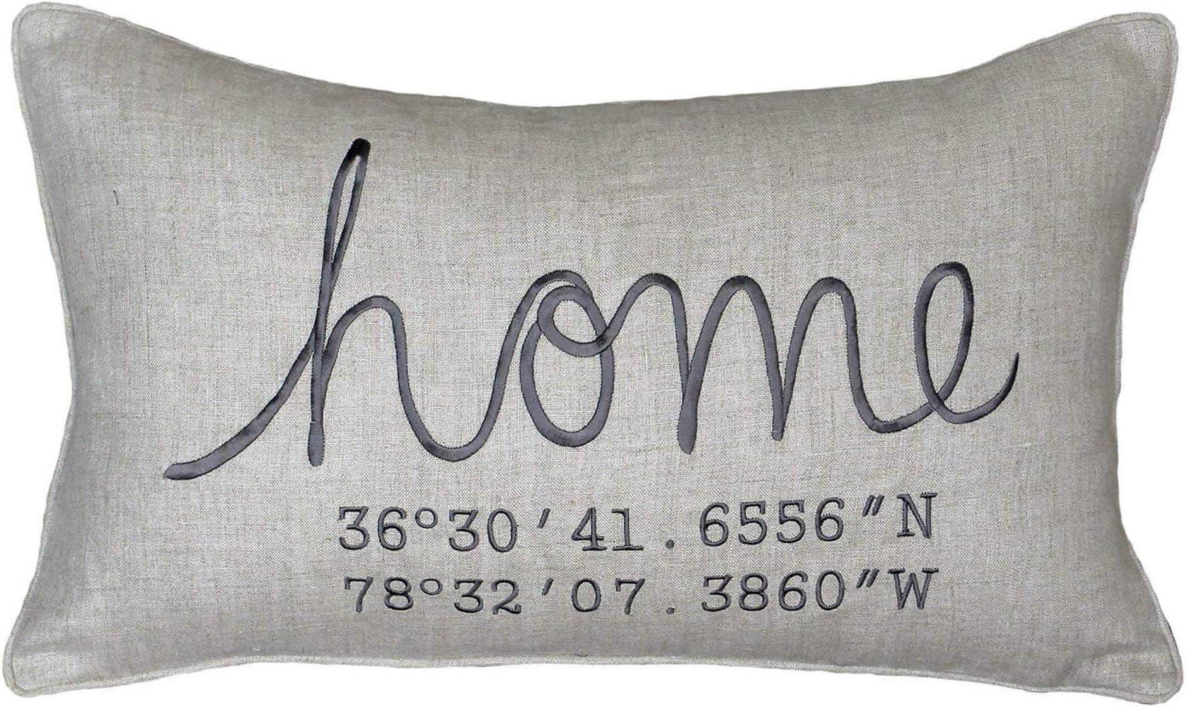 DecorHouzz Embroidered Personalized Coordinates Pillow/Pillowcase - Address, Latitude Longitude, Housewarming, Realtor, Moving Away Gift