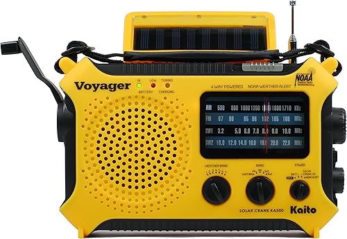 Miniatura 2 de Radio de alerta meteorológica Kaito KA500 de emergencia AMFMSW con 5 funciones Amarillo