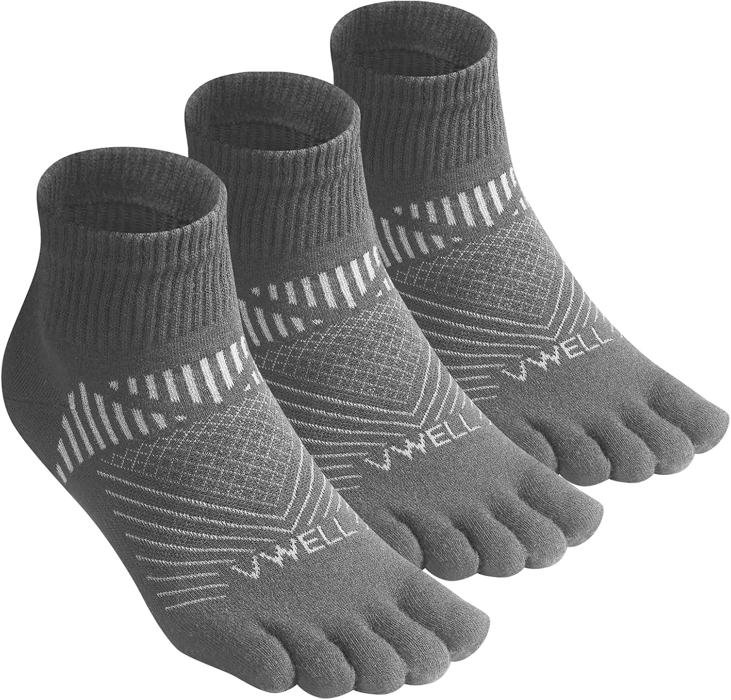 VWELL Toe Socks for Men and Women COOLMAX Five Finger socks Athletic Running Sock Quarter Ankle Toe Socks (3Pairs)