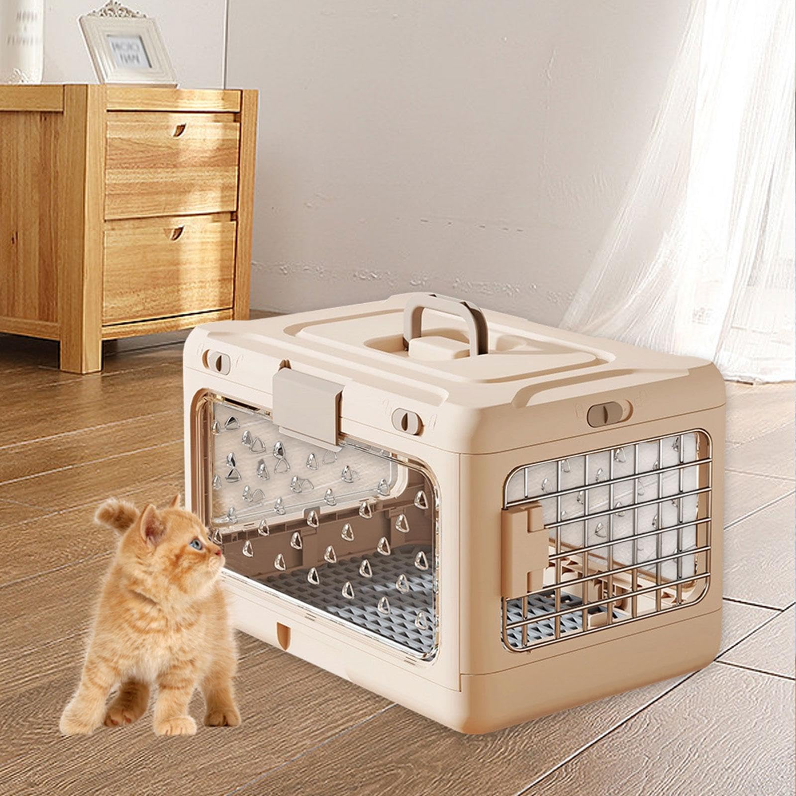 Jaula para Mascotas Plegable Transportín Portátil Rígido Desmontable Fácil Limpieza Adecuada para Viajes con Gatos Perros Pequeños Conejos Desplazamie