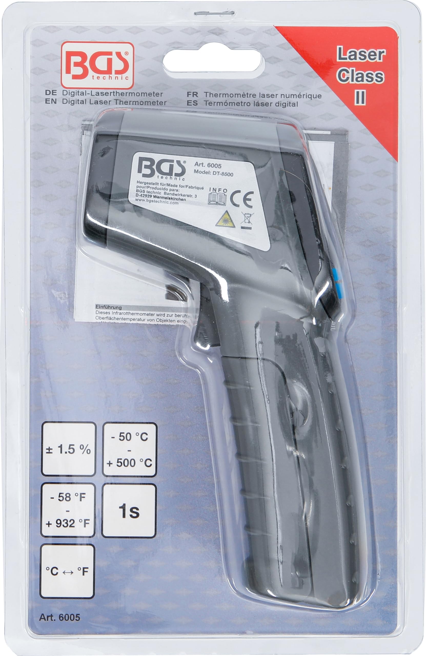 BGS 6005 | Cyfrowy termometr laserowy | od -50 °C do +500 °C