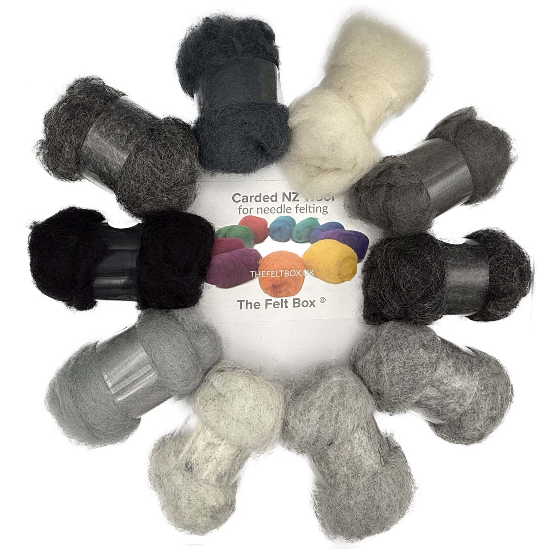 Grey Shades Carded Wool for Needle & Wet Felting 200g Pack – Felt Box