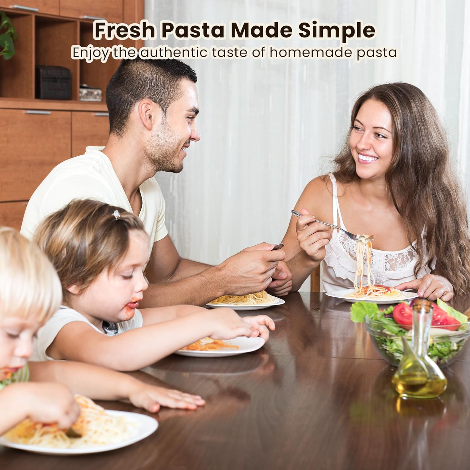 Pasta Maker Machine, 9 Adjustable Thickness Settings, 2 in 1 Dual Rollers & Cutter for Homemade Spaghetti, Fettuccini, Lasagna & Dumpling Skin