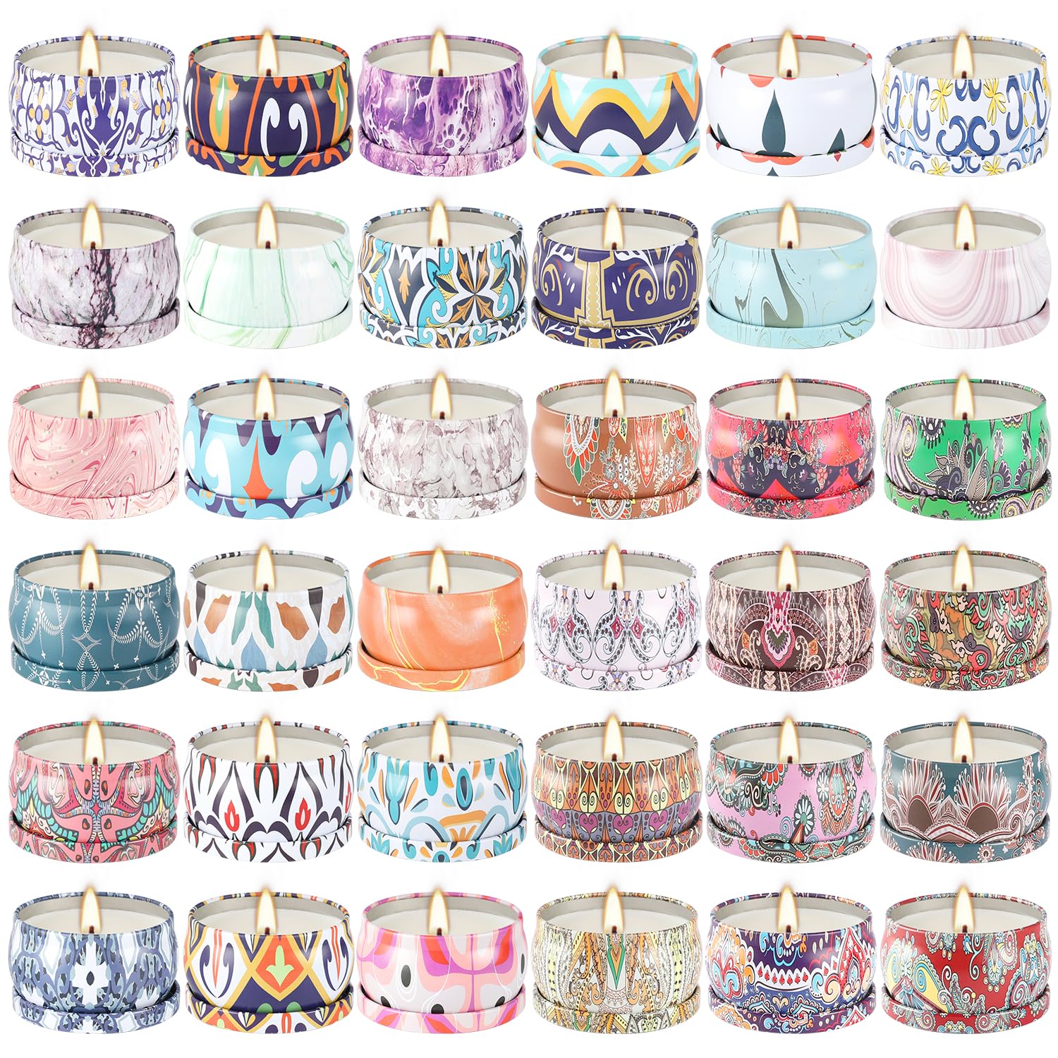 LIVEN Set mit 12 Duftkerzen mit zusätzlichen natürlichen ätherischen Ölen, 86 ml, geeignet für verschiedene Festivals, Partys, Yoga und Heimdüfte