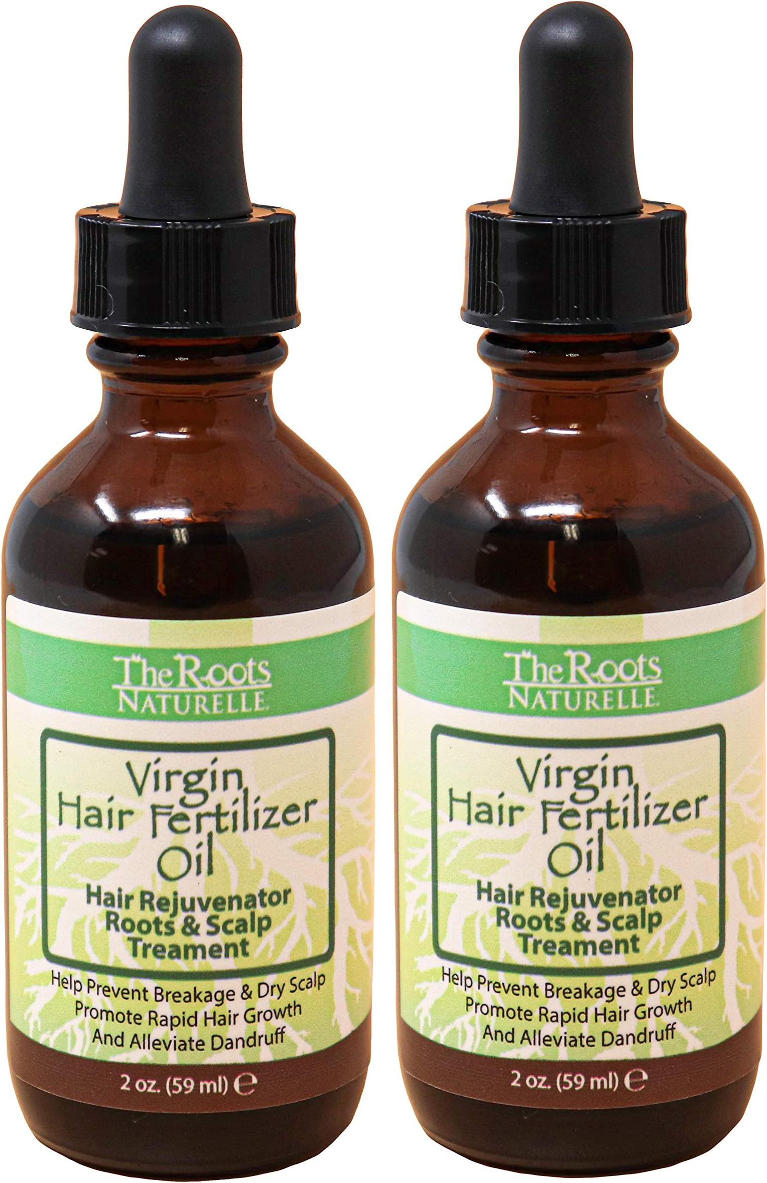 Virgin Hair Fertilizer Oil (2 Pack) - Roots and Scalp Treatment for Thinning or Breaking Hair | Enriched with Jamaican Black Castor Oil