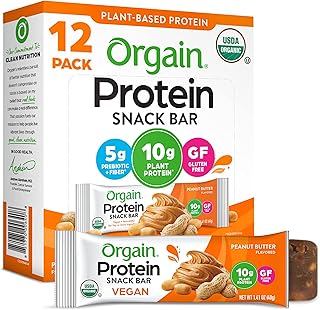 Orgain Organic Vegan Protein Bars, Peanut Butter - 10g Plant Based Protein, Low Calorie Healthy Snacks, No Lactose or Soy ...