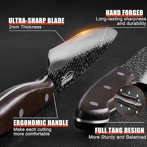 Miniatura 4 de Cuchillo de chef 3 piezas, juego de cuchillos japoneses de acero inoxidable forjado a mano de alto carbono, juegos de cuchillos de cocina