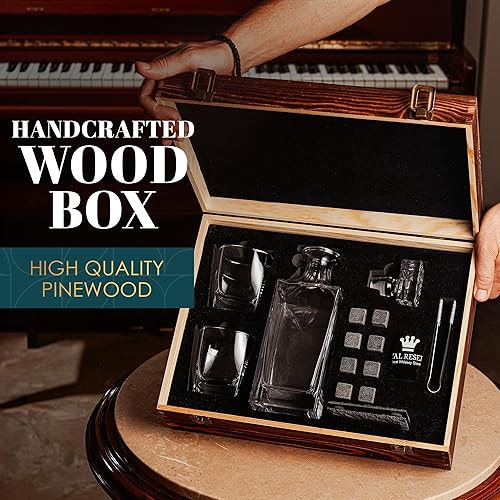 Miniatura 4 de Royal Reserve - Juego de regalo de decantador de whisky  Regalos de cumpleaños para esposo hecho a mano con piedras escalofriantes para whisky,