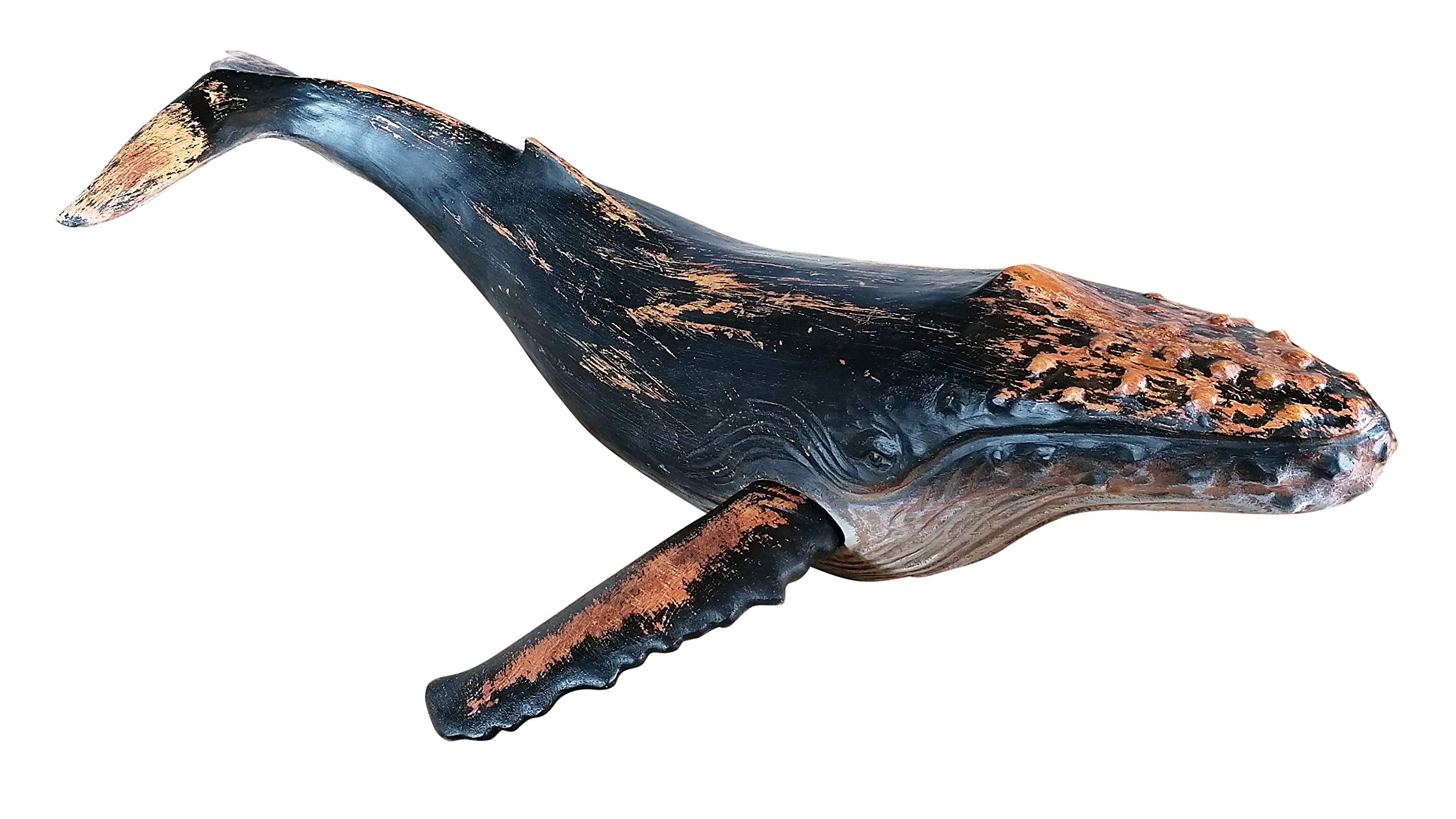 MichaelNoll Wal Walfisch Fisch Dekofigur Skulptur Statue Polyresin Modern - Maritime Deko für Wohnung in Holz-Optik - Dekoration für Wohnzimmer, Schlafzimmer oder Badezimmer - XXL 87,5x52x22,9 cm