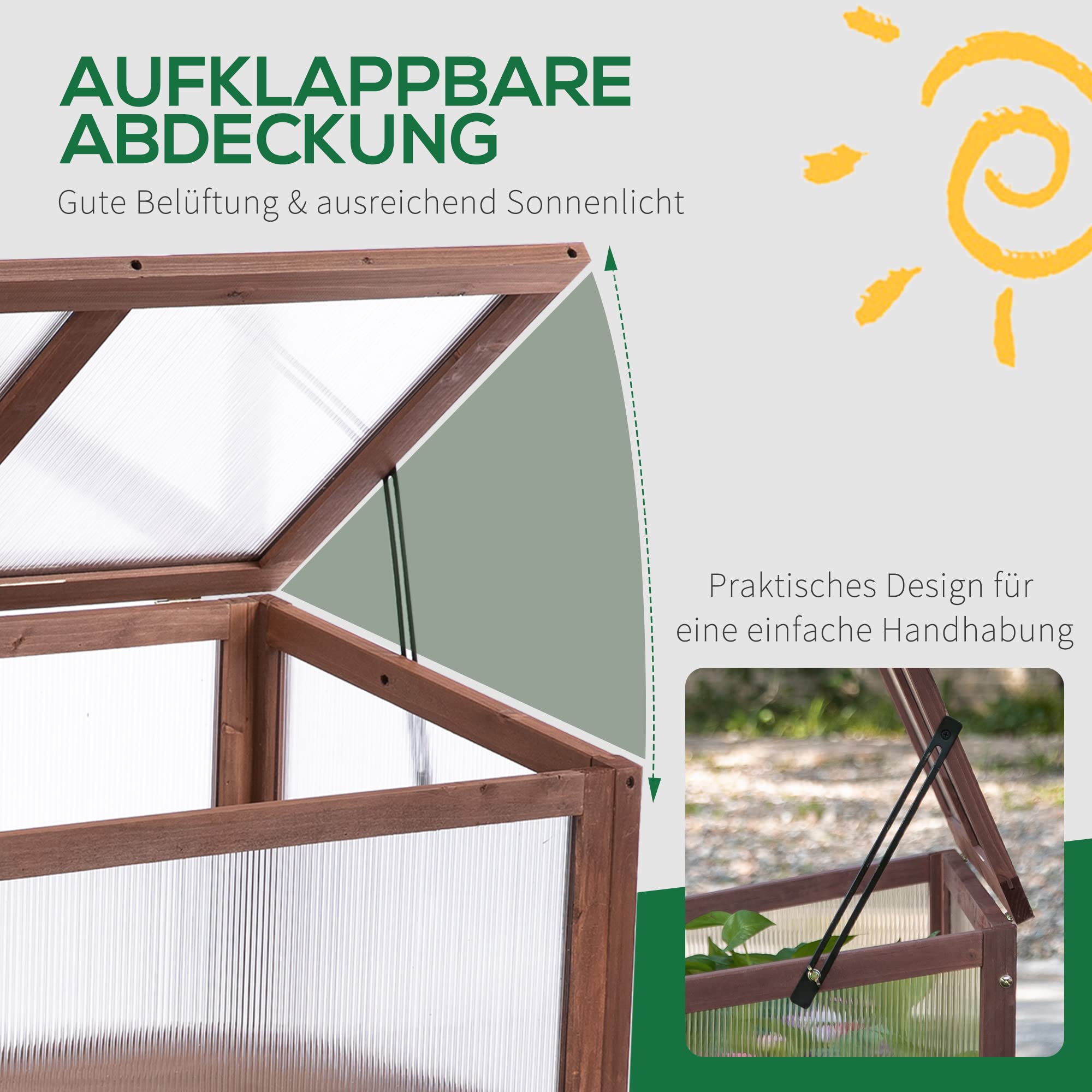 Outsunny Hochbeet aus Holz mit Füßen Frühbeet 90 x 50 x 93 cm Braun