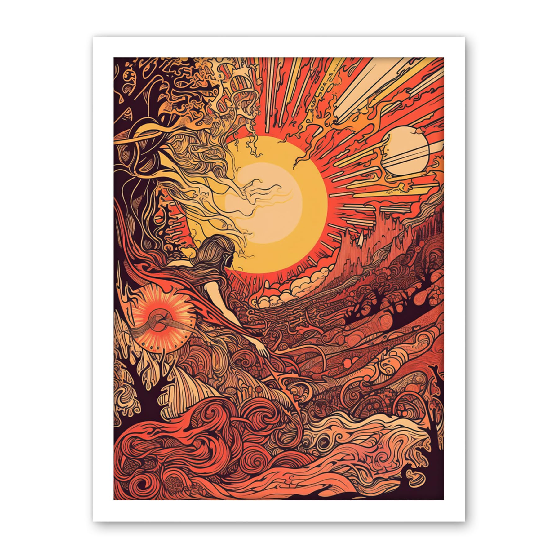 Artery8 Venus Sunset Fantasy Landscape Illustration Artwork Framed Wall Art Print 18X24 Inch