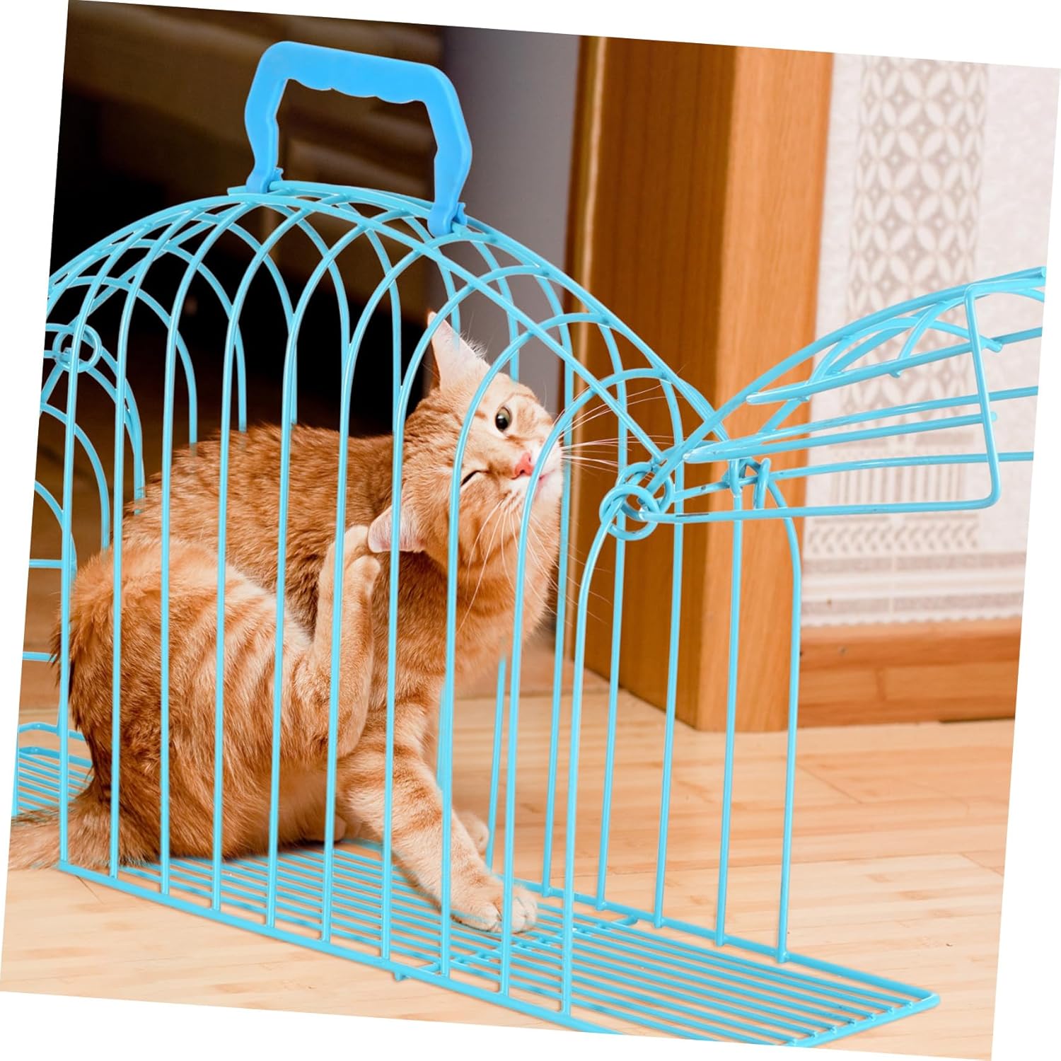 Metal Cat Cage Washable Portable Bathing Grooming Nail Trimming Mesh Scratch-Resistant s