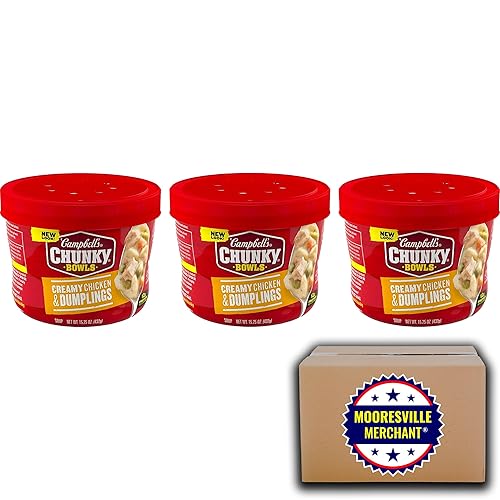 Miniatura 2 de Campbell's Chunky Soup - Pollo cremoso y albóndigas, 15.25 onzas líquidas, 3 cuencos para microondas con calcomanía Mooresville Merchant