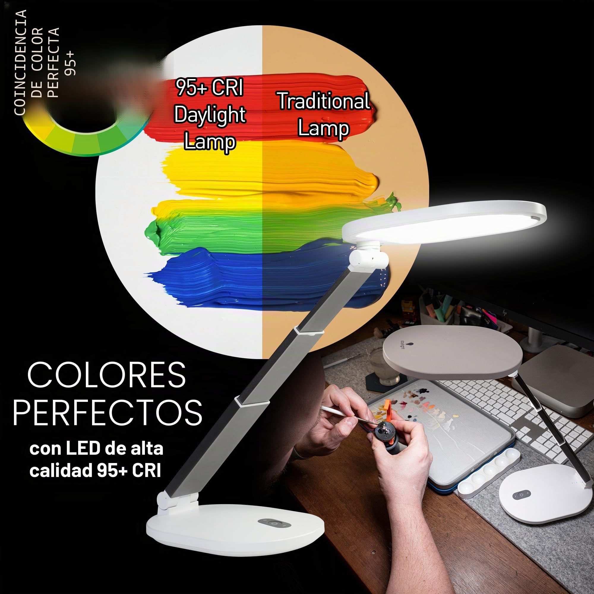 daylight Foldi Go™ Lámpara de escritorio LED recargable – 6000 K luz diurna, 4 brillos – Portátil con bolsa – Ideal para el hogar, la oficina y los viajes