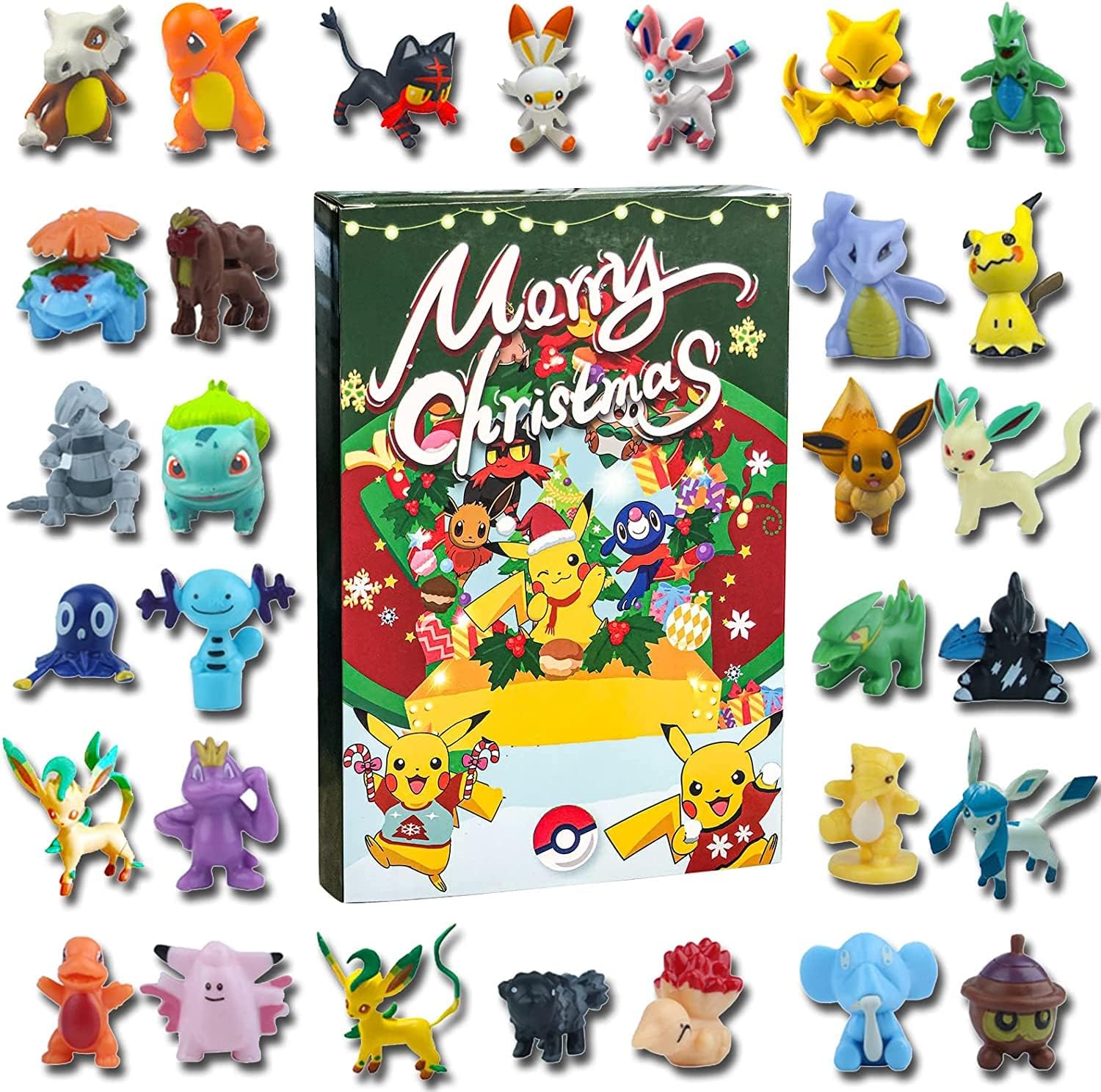 Advent Calendar 2022 for Kids, 24 Grid Mini Figure Toy, 24 Days Christmas Countdown Calendar Minifigures Stuffer, Christmas Advent Calendar 2022 for Kids, Children (Green)