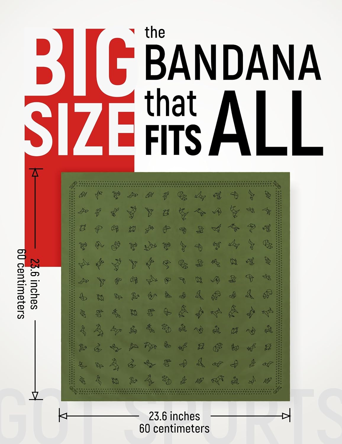 GOT Sports 100% Cotton Bandana for Men & Women - Large 24" x 24" Square Head Scarf, Hair Wrap, Kerchief - Soft & Breathable - Image 4