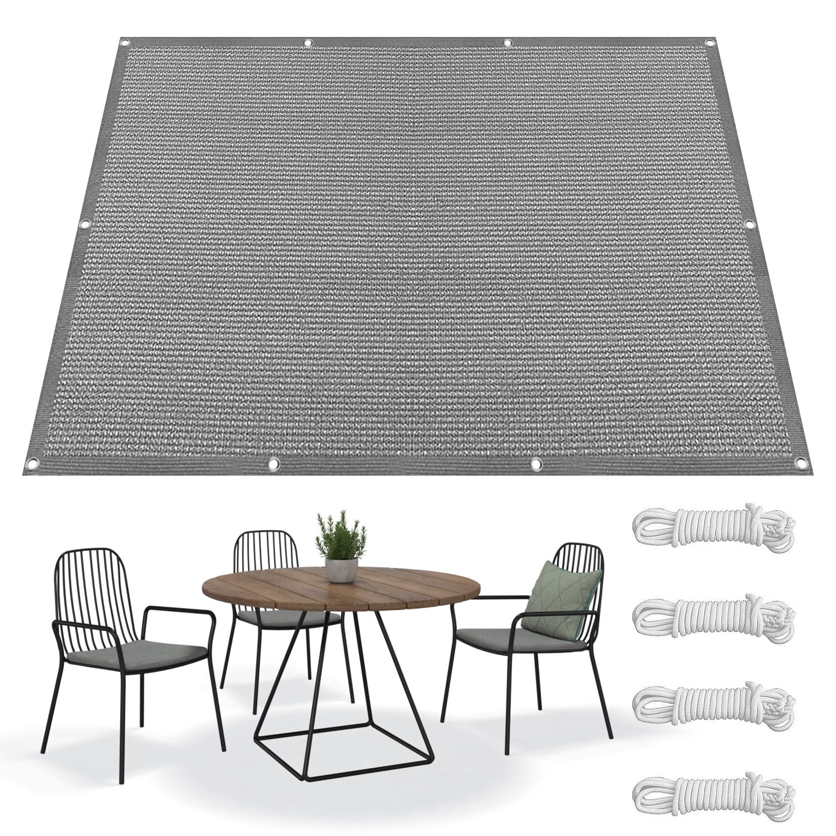 Voile d'ombrage 320x320 cm rectangle toile de protection soleil gris clair