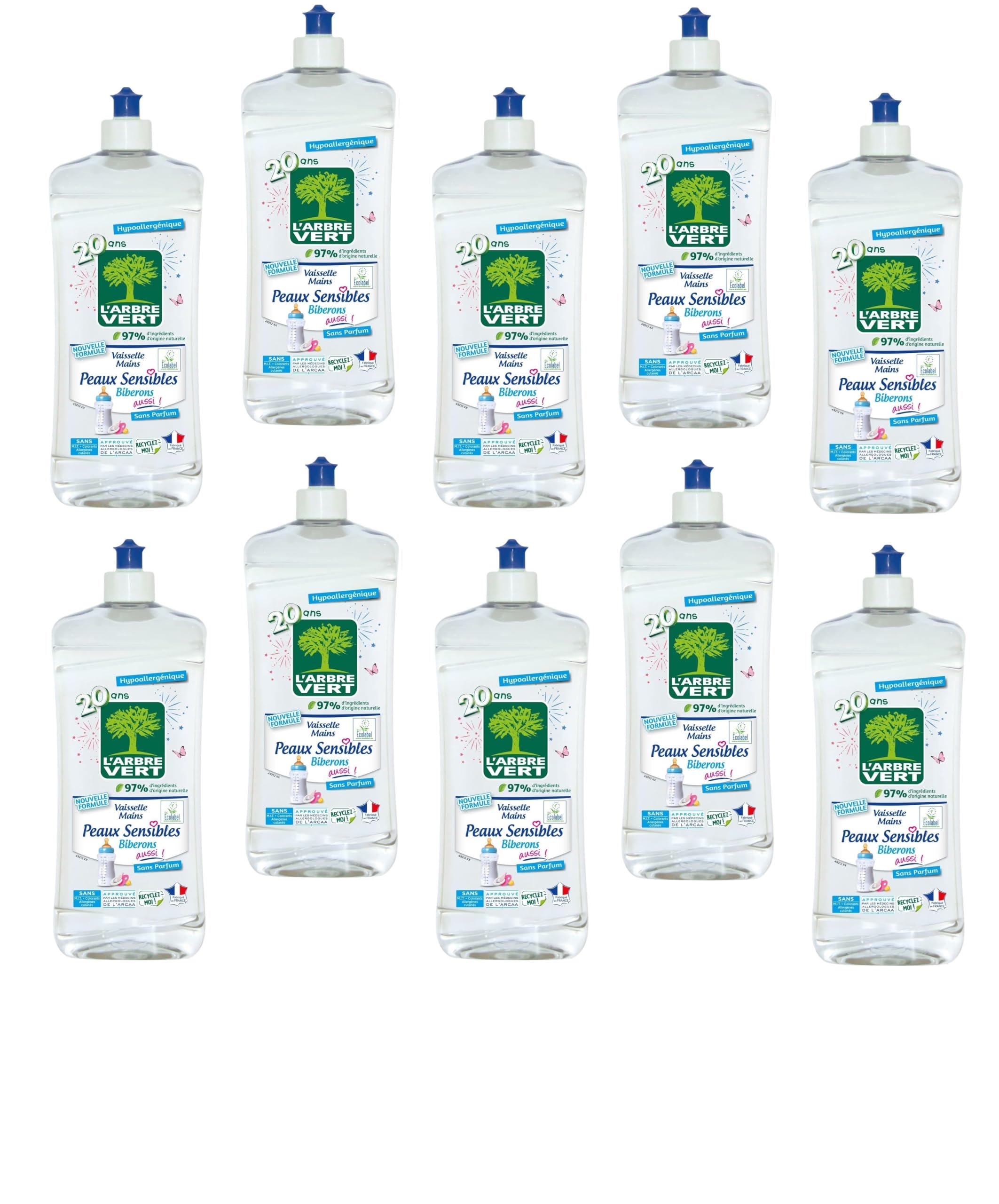L'Albero Verde Liquido Stoviglie Pelle Sensibile Biberon 750 ml – Confezione da 10 – Venduto in confezione