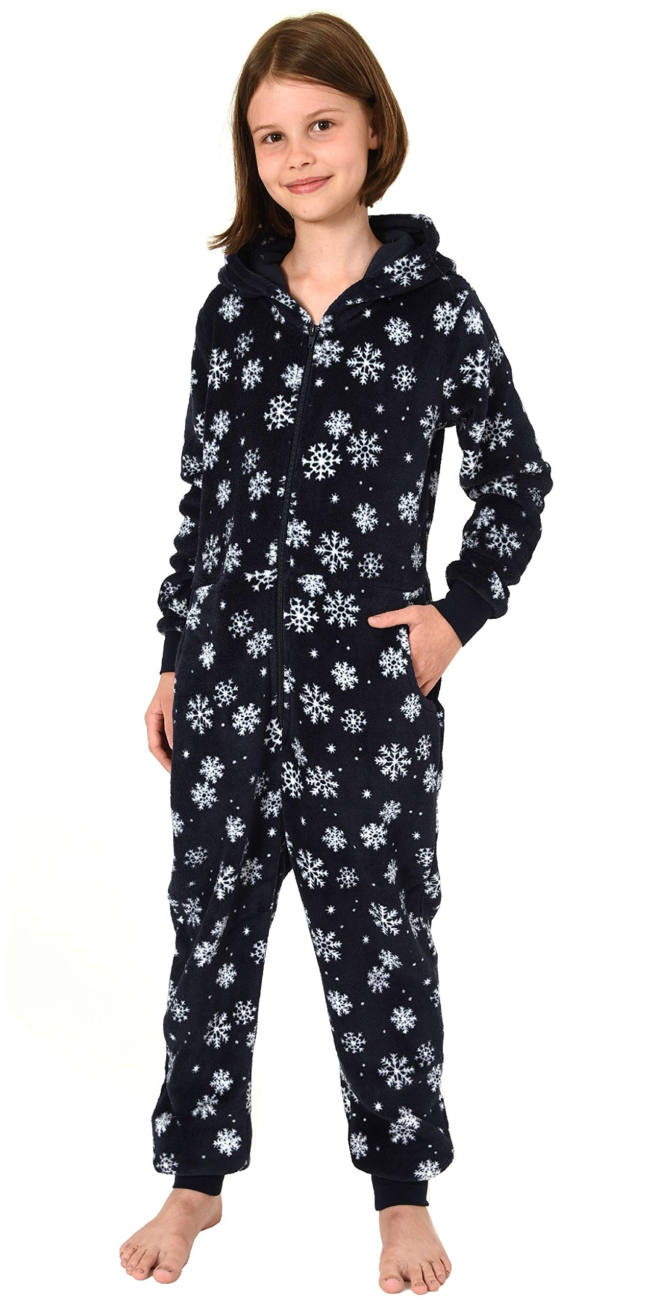 Mädchen Jumpsuit Overall Onesie Schlafanzug - Eiskristall Sterne Optik - 291 467 97 951