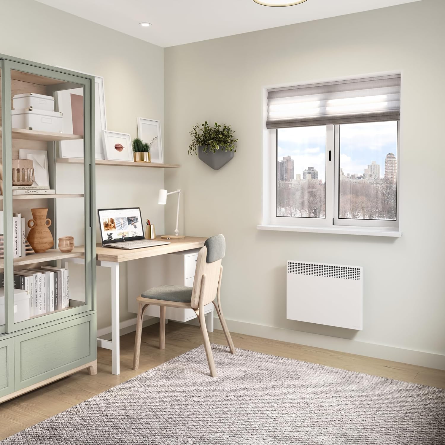 Stelpro heater installed on a wall in an office setting