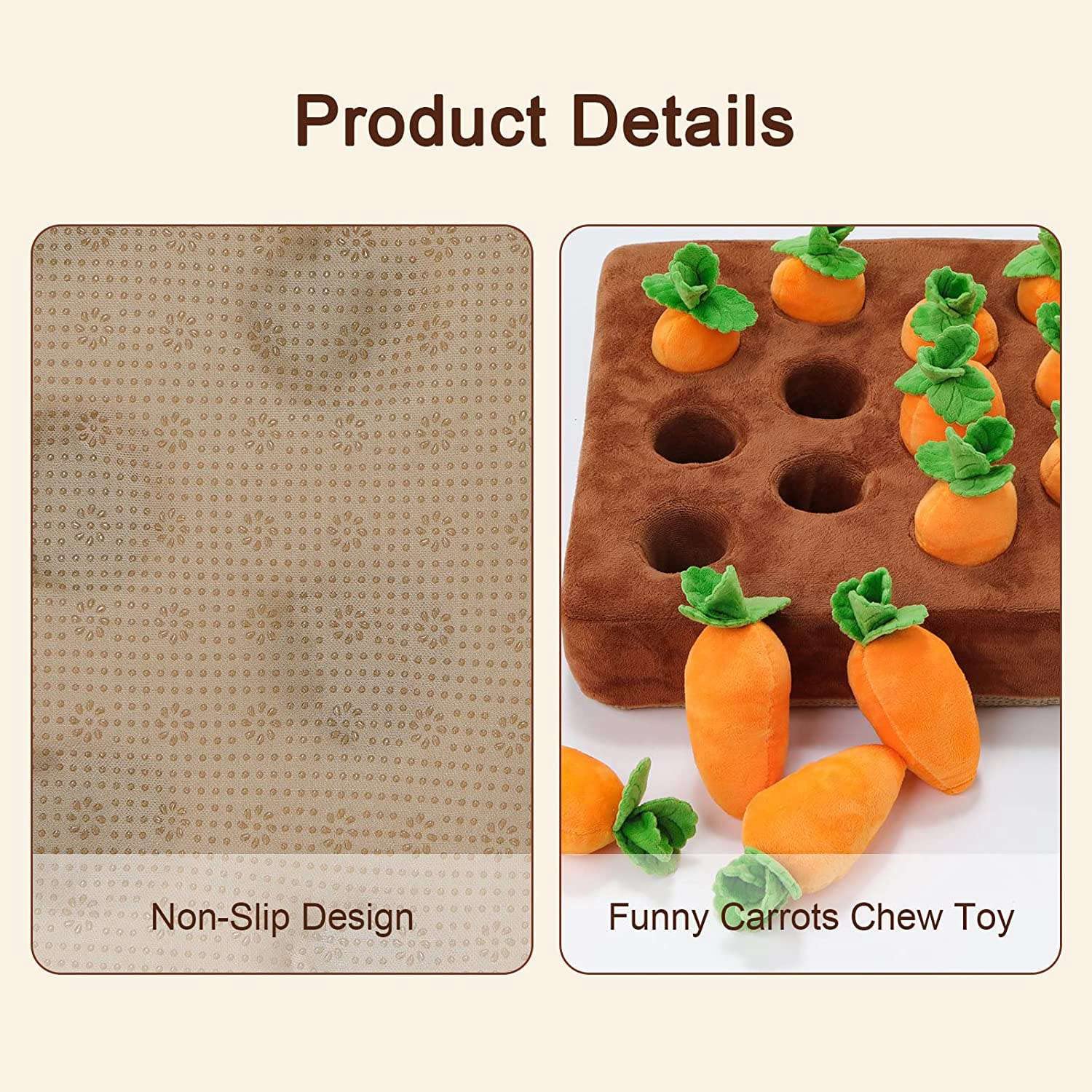 ANTIOCH Giocattoli Interattivi per Cani, Carota per Cani, Giocattoli Puzzle Peluche 2 in 1, Giochi Alimentazione per Naso per Alleviare lo Stress degli Animali Domestici