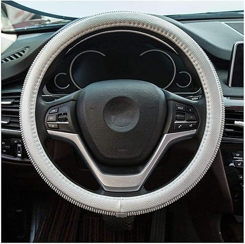 Funda de volante de diamantes de imitación para automóvil, fundas de volante de cuero brillante de 15 pulgadas, se adapta a la mayoría de