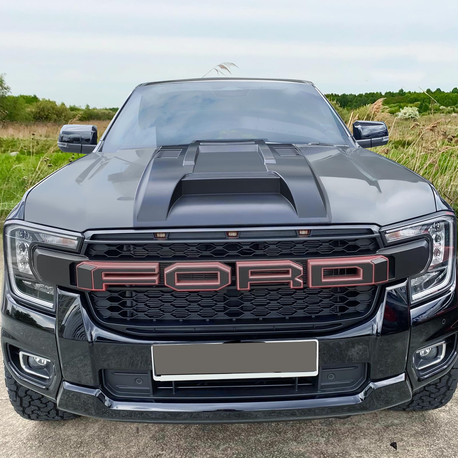 Pala grande para capó Protector de capó para Ford Ranger 2023-2024-2025 Wildtrak Limited XL XLT Tremor Platinum T9 ABS Paneles de capó
