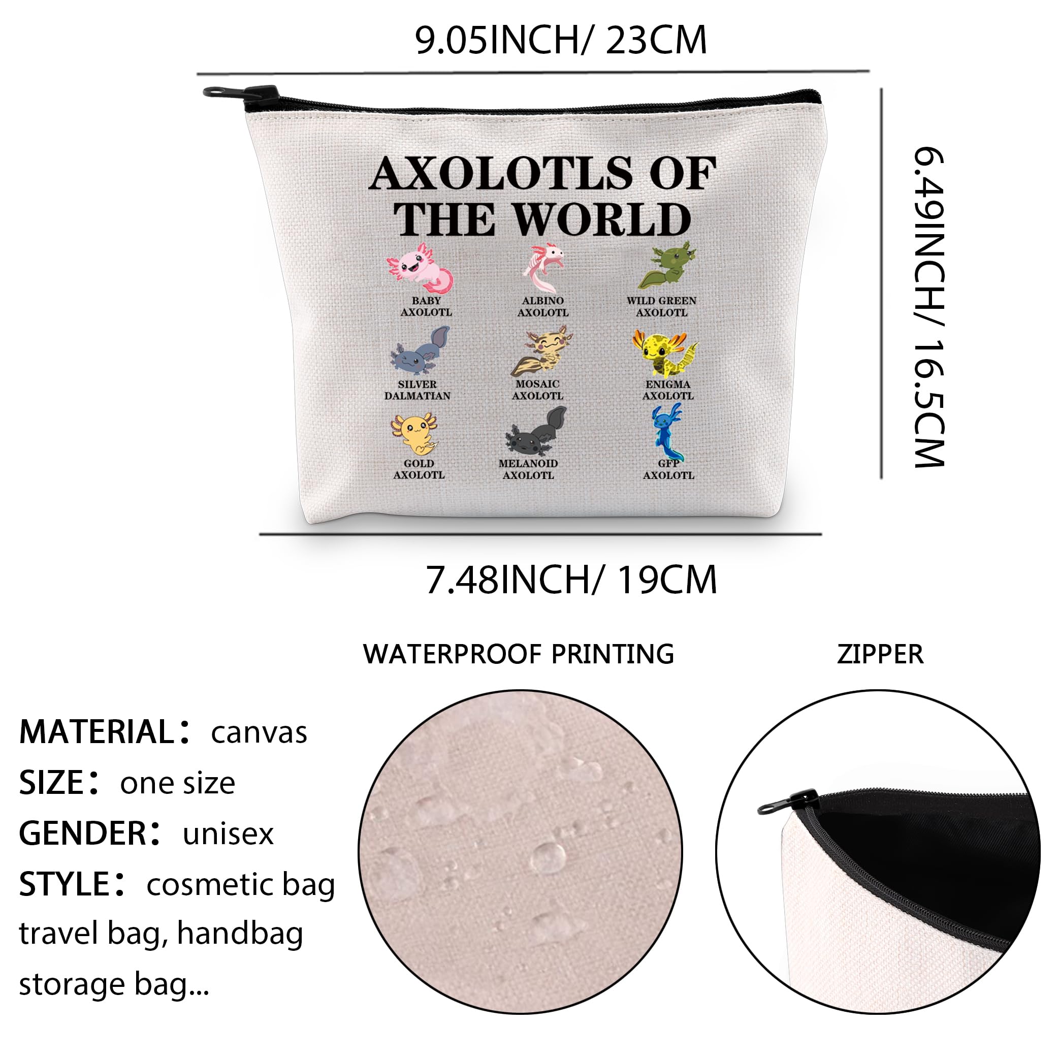 Axolotls of The World Axolotl Makeup Bag Axolotl Salamander Lover Gifts Axolotl Girl Cosmetic Zipper Pouch Bag (The WORLD2 2UK) - Image 2