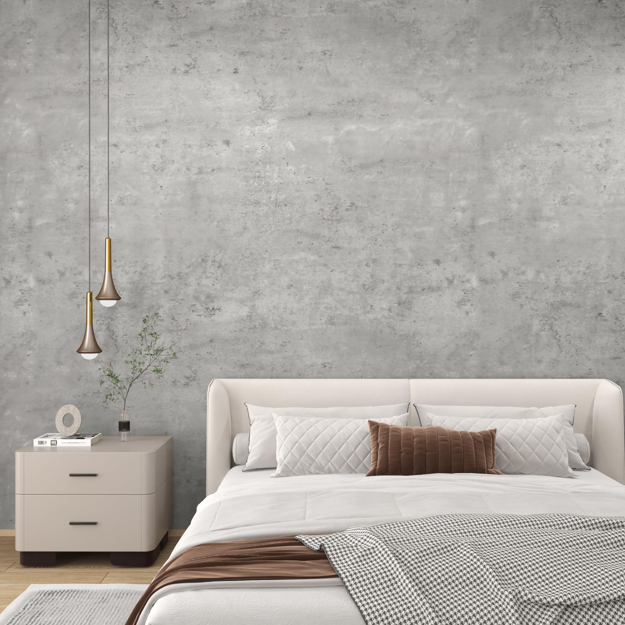 TOTIO 122 cm x 9 m, extraancho, gris claro, autoadhesivo, aspecto de hormigón, lámina adhesiva de vinilo para pared, resistente al agua, para muebles, estilo industrial, mate, grueso, extraíble, gris