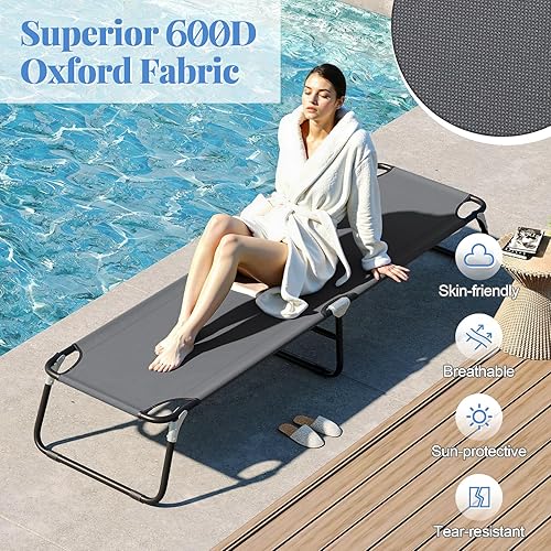 Miniatura 5 de COSTWAY 2 PCS plegable camping cama al aire libre portátil militar cuna dormir senderismo viaje gris