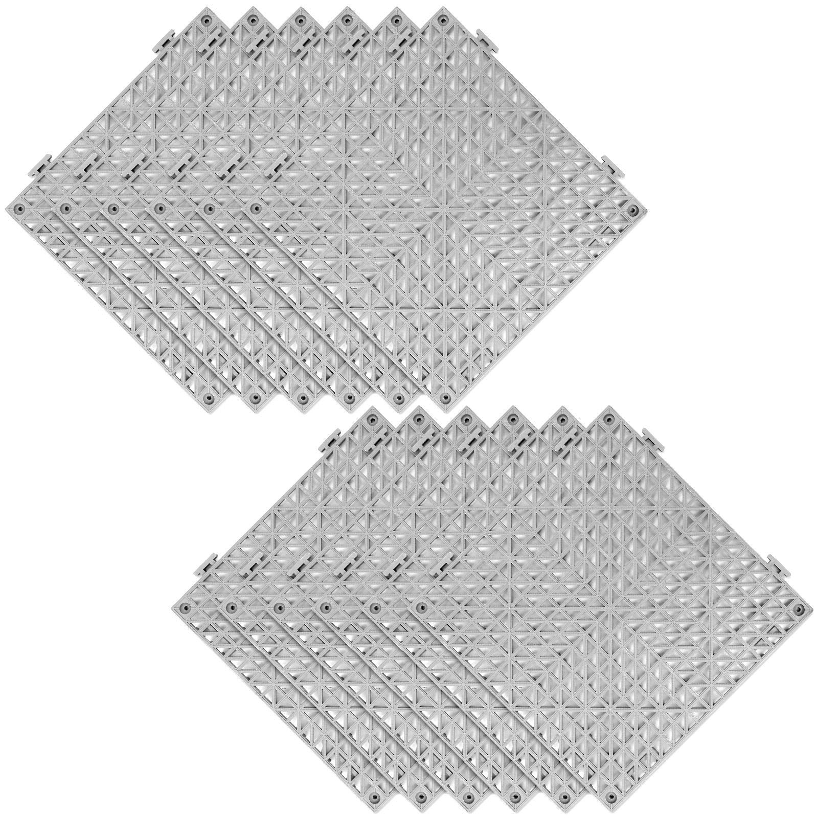 12 Pack 12 x 12 Inch Interlocking Drainage Tiles Rubber Outdoor Tiles Splicing Waterproof Mat for Patio Pool Mats for Deck No-Slip Modular Interlocking Cushion for Shower Kitchen Yard Balcony