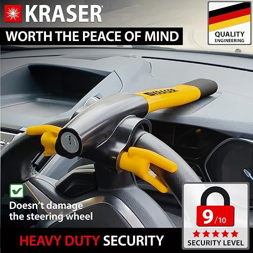 KRASER KR855Y Antifurto Auto Blocca Volante, Bloccasterzo Alta Sicurezza, Universale Auto SUV Furgone Camper - 2