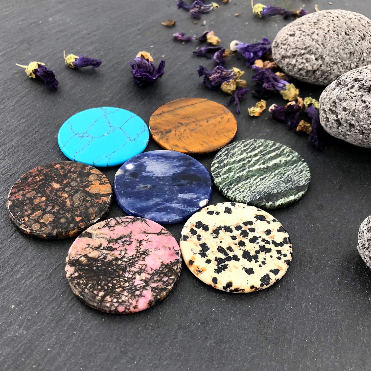 Morella Coins Moneta amuleto Ciondolo Chakra Rotondo 33 mm Gemma Pietra preziosa