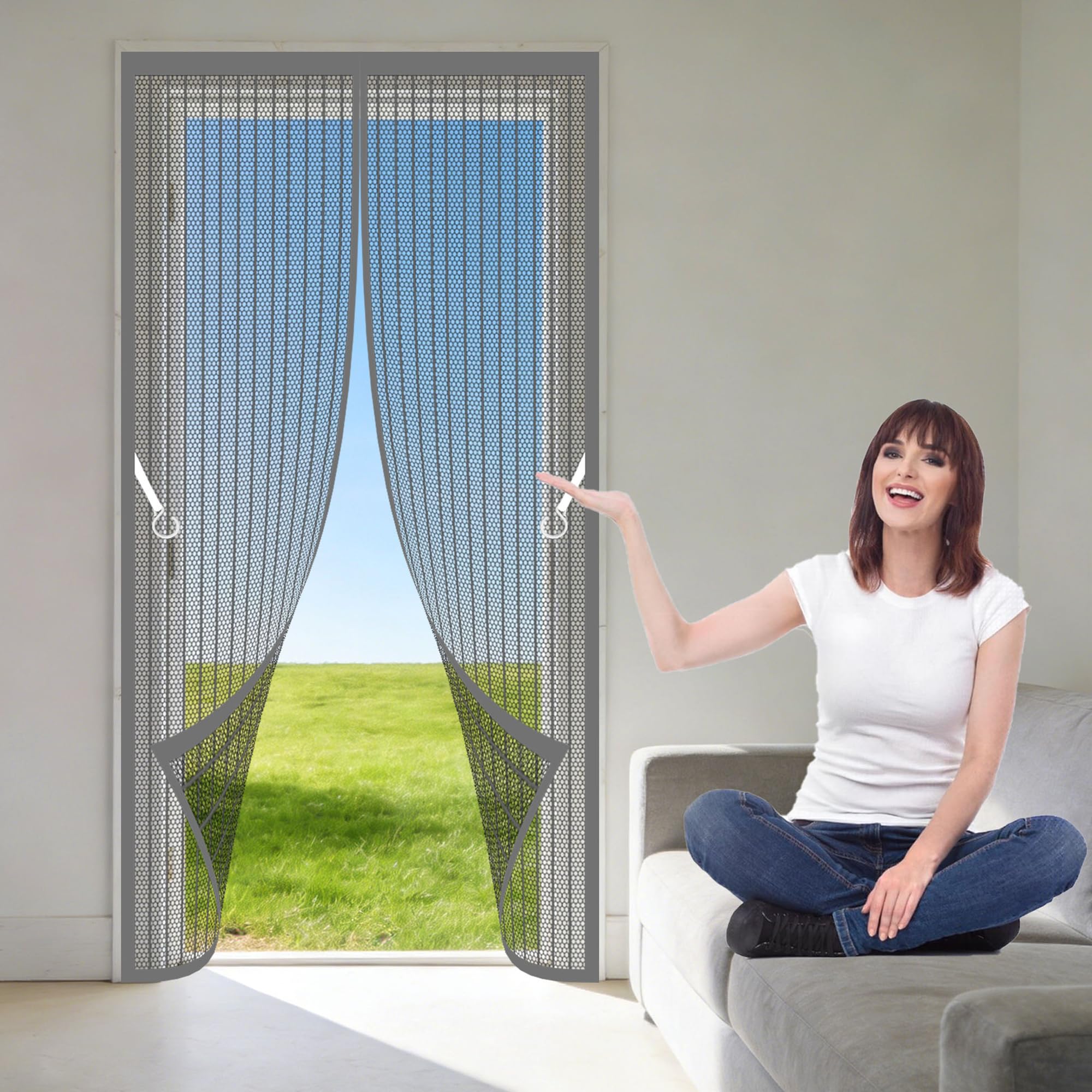 Magnetic Door Screen 126 x 188 cm Self Sealing Anti Mosquito Or Anti Pest Magnetic Soft Door Keeps Bugs Out for Home, Bedroom, Living Room, Kitchen, Patio, Grey