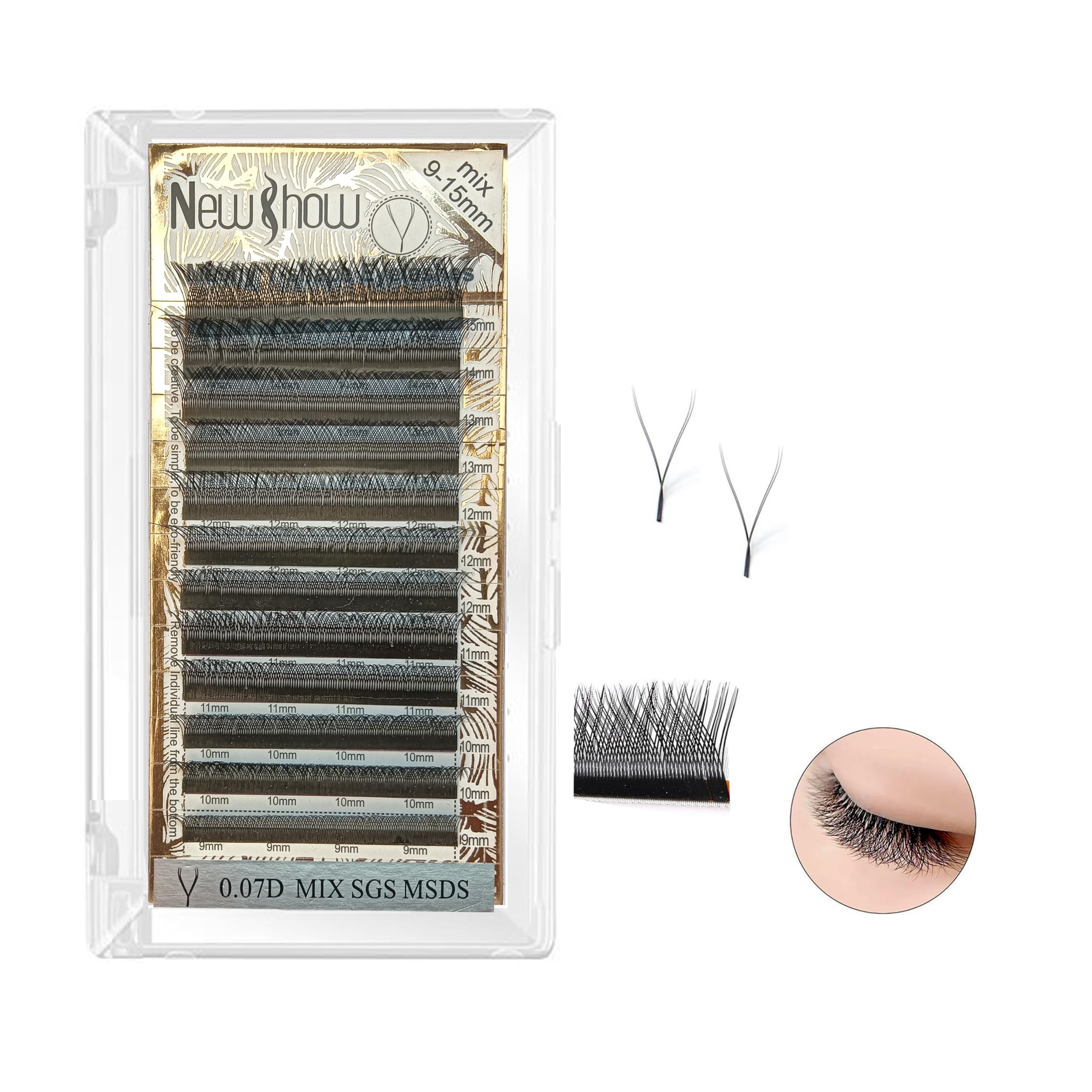 Eyelash Extensions 0.07 D Curl | Mix Size 9-15mm | Original Natural Hair | Lightweight Volume Lash Extensions | Professional Use-image-40