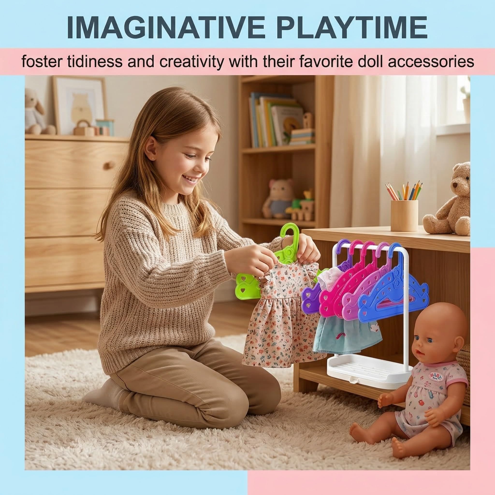 Set da 10 Appendini per Abiti di Bambole, Accessori Baby Born Compatibili