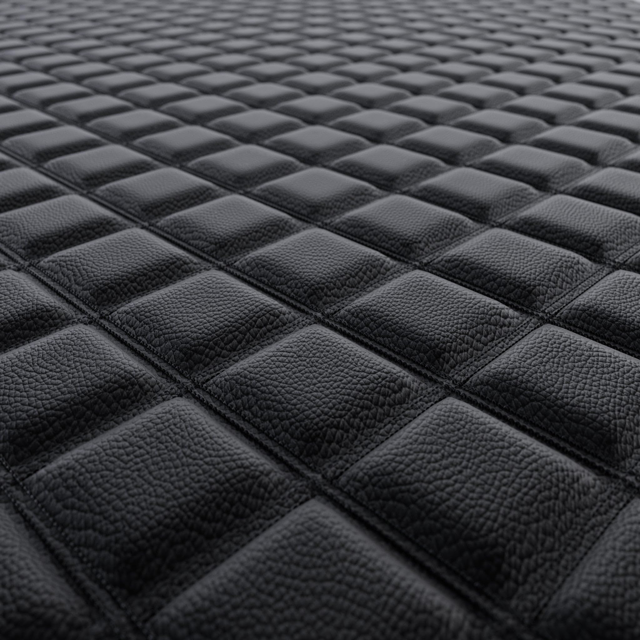 Double Diamond Black Faux Leather Leatherette Upholstery Black Stitch for Car, Boat, Camper Fire Retardant Vinyl 2 Metre Length