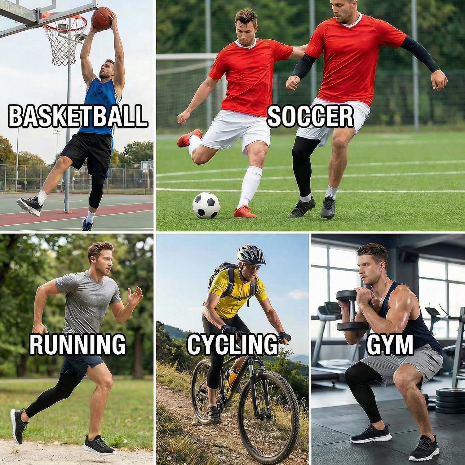 Sanke 2 Pack One Leg Compression Tights Men for Basketball with Pocket Long