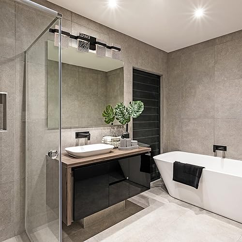 Miniatura 3 de EGLO Lighting USA 204488A - Lámpara de tocador LED de Madrona Collection 30.75 pulgadas, color negro