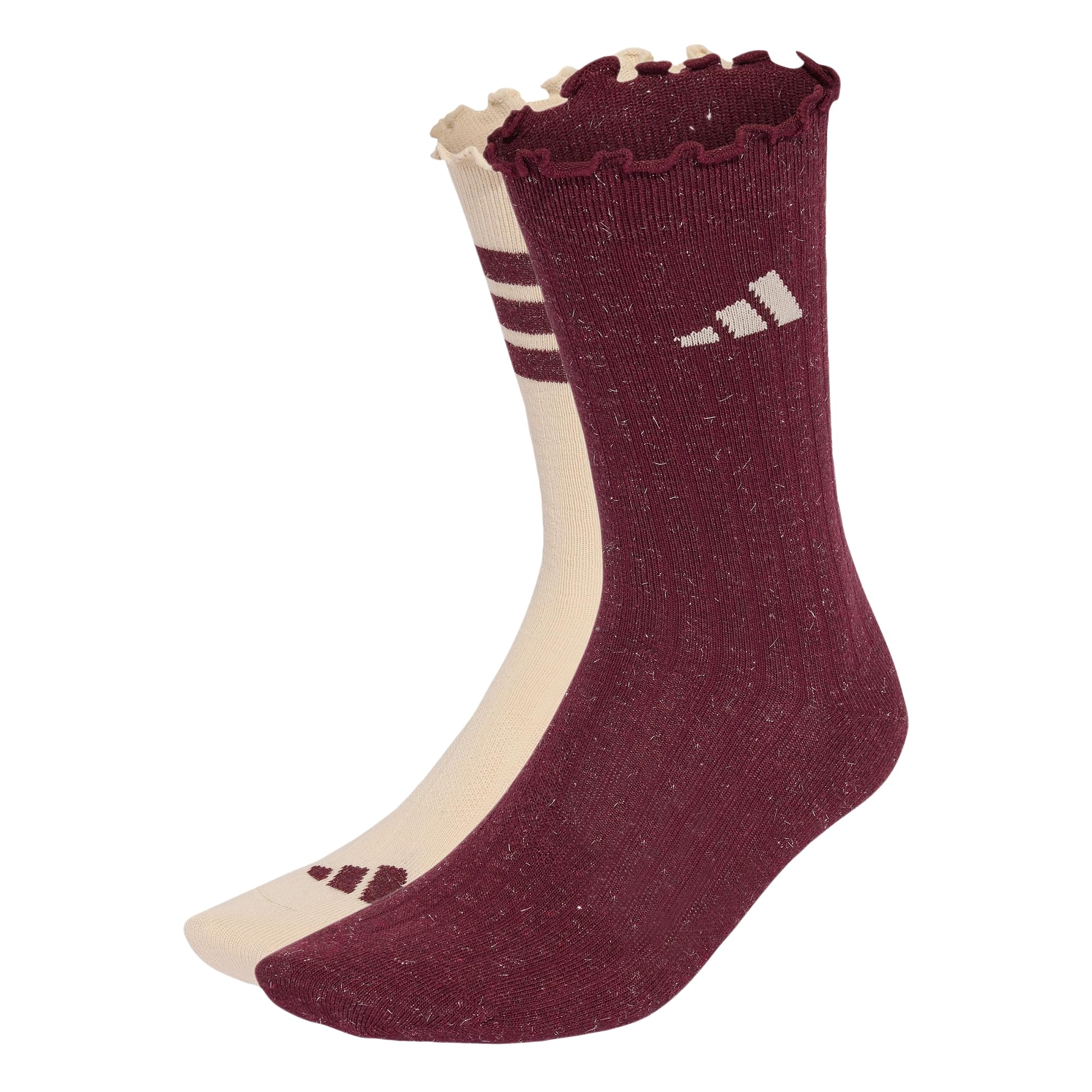 adidas Unisex Glow Sock 2 Pair Pack Socks, Crystal Linen/maroon, S