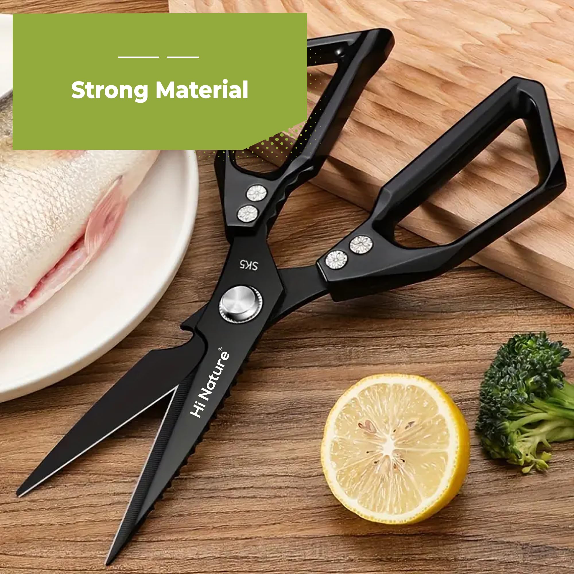Forbici da Cucina Professionali in Acciaio Inox Hi Nature Multiuso con Coprilama Protettivo