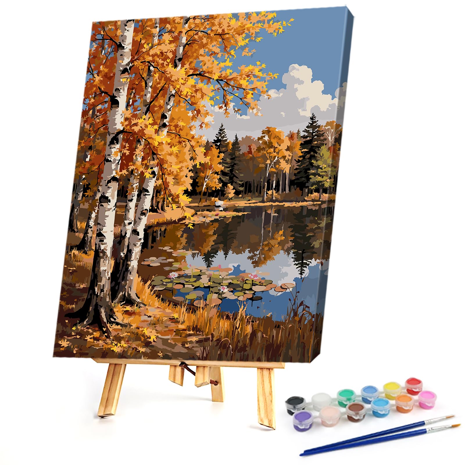 Paint by Numbers for Adults Landscape 16x20in Frameless Canvas (Birch