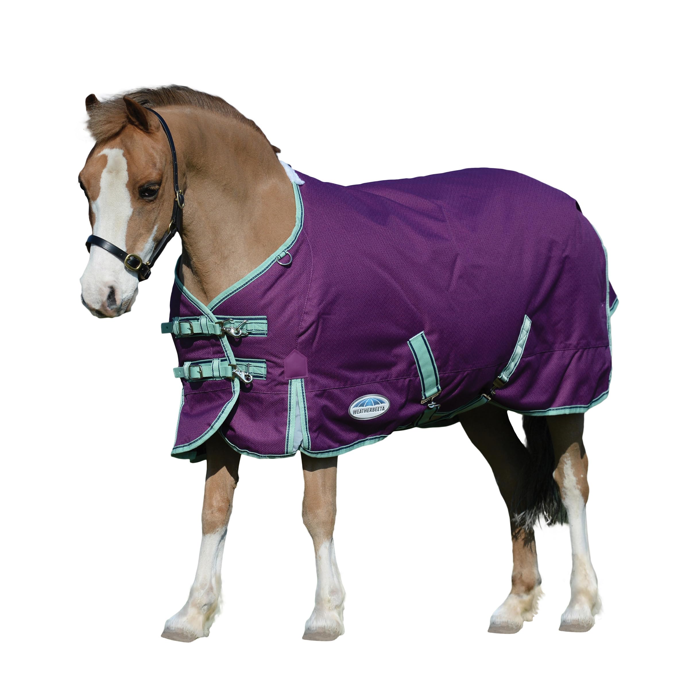WeatherBeeta ComFiTec Premier Freedom Pony Standard Neck Lite, Purple/Navy/Mint, 66"