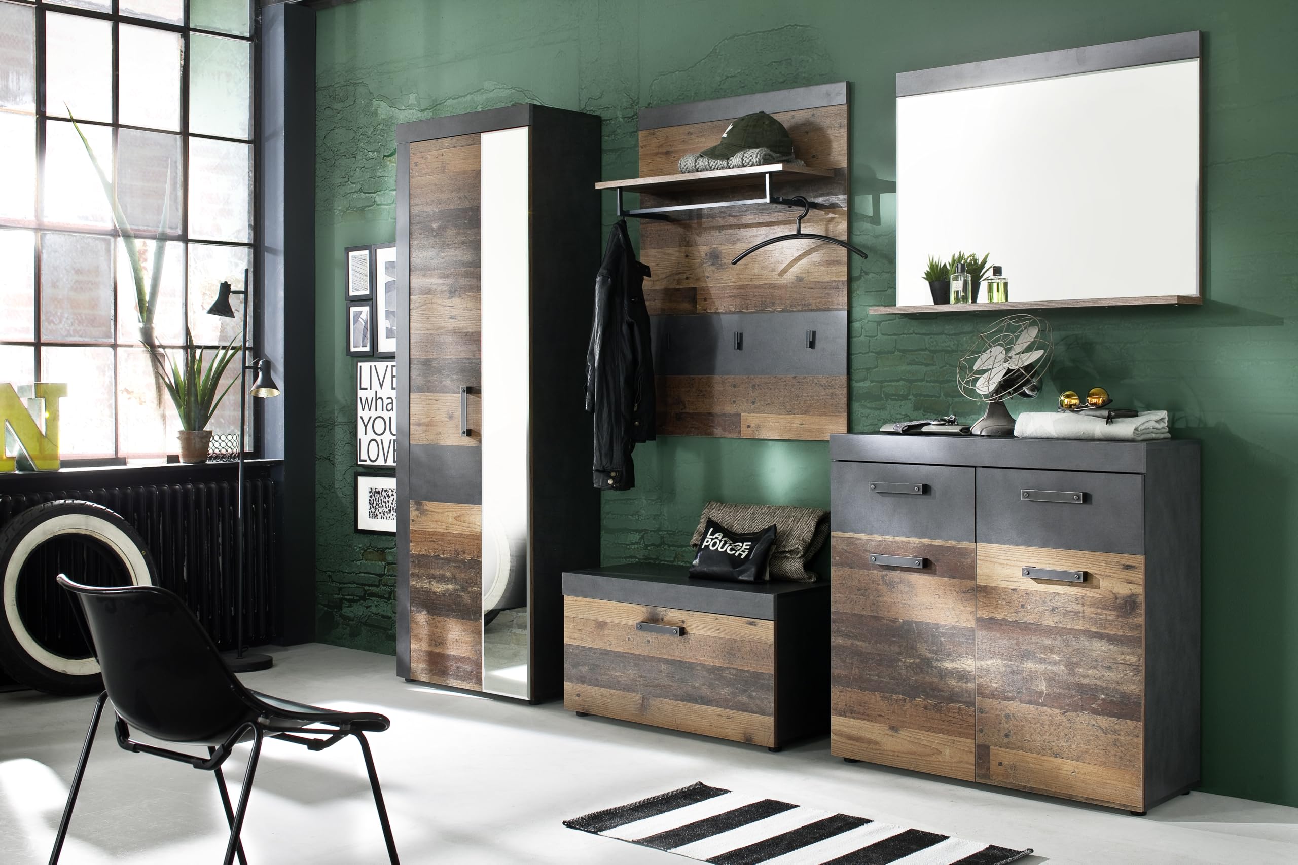 trendteam smart living IndyGD:Ko.GraphitGrauMatera-Old Wood NB, GD-Paneel Arredamenti, Taglia unica