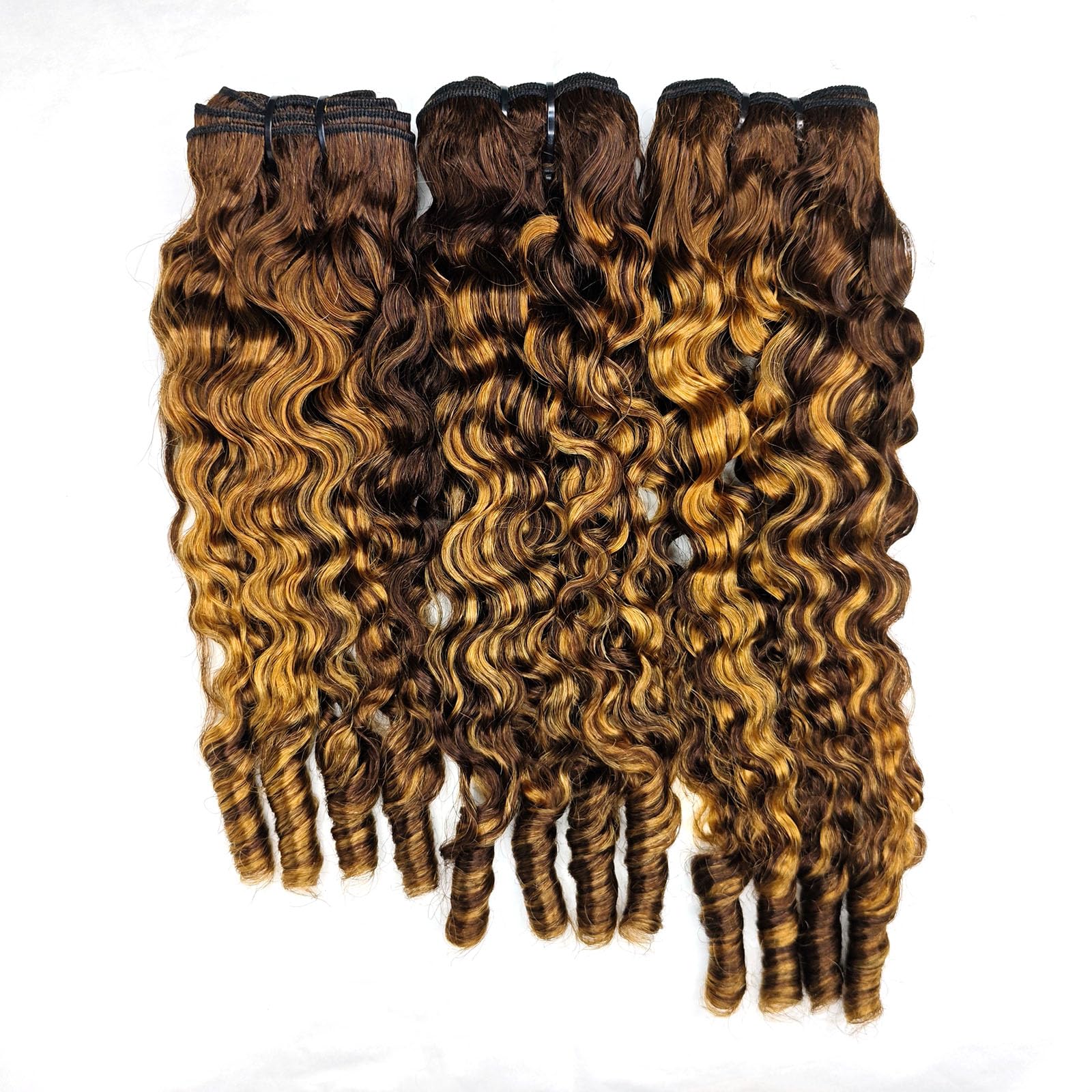 24 26 28 Inch Human Hair Extensions Unprocessed Burmese Curly Bundles Amazon.com : Water Wave Burmese Curly Bundles Human Hair 24  main image 2
