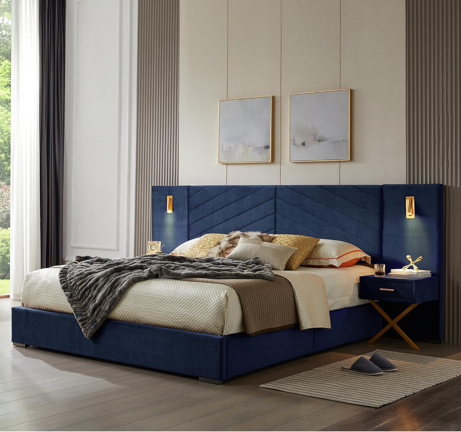 Yoglad Queen Size Luxury Bed Frame with Oversized